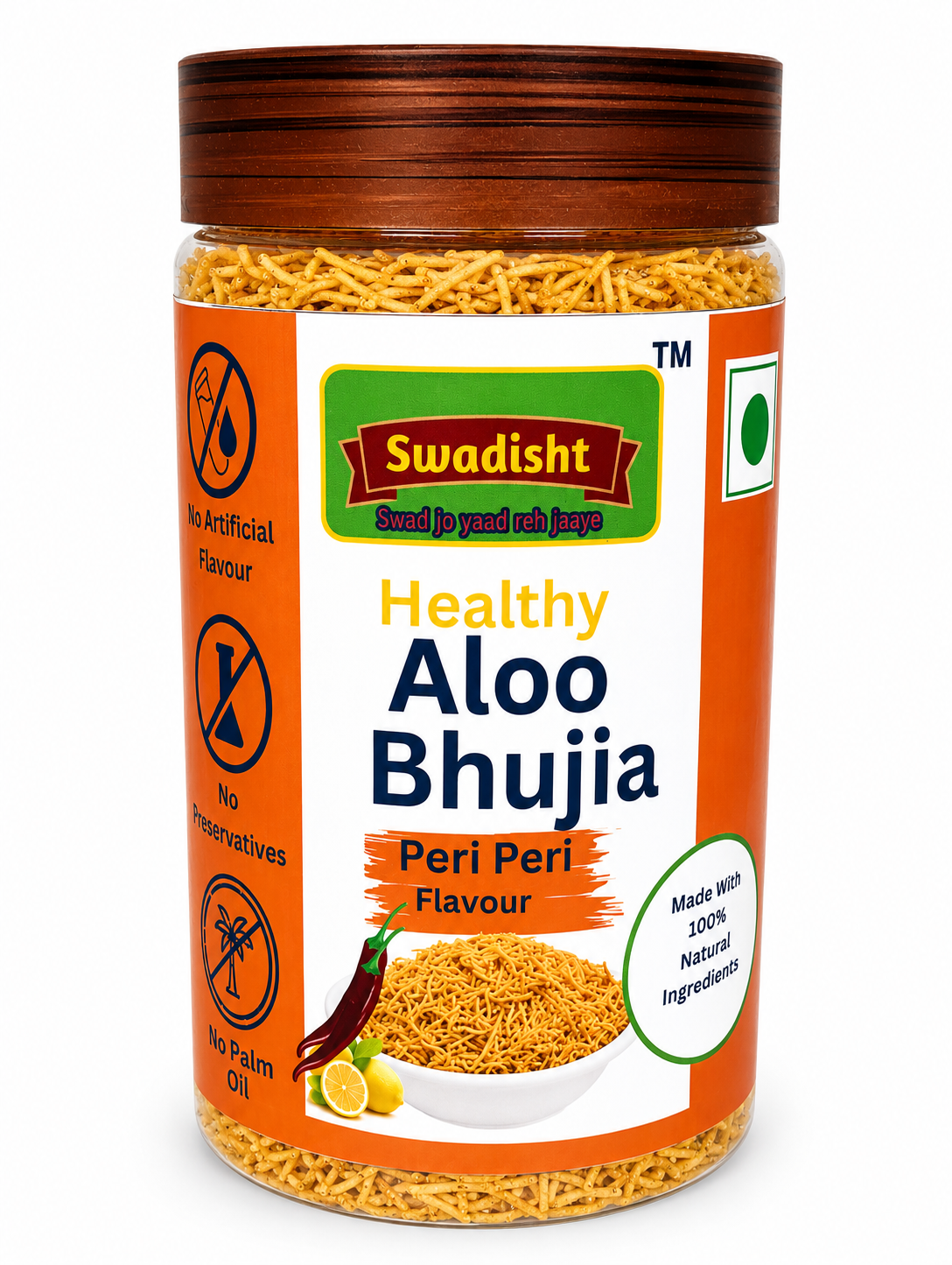 Aloo Bhujia Peri Peri Flavour 200g In Jar