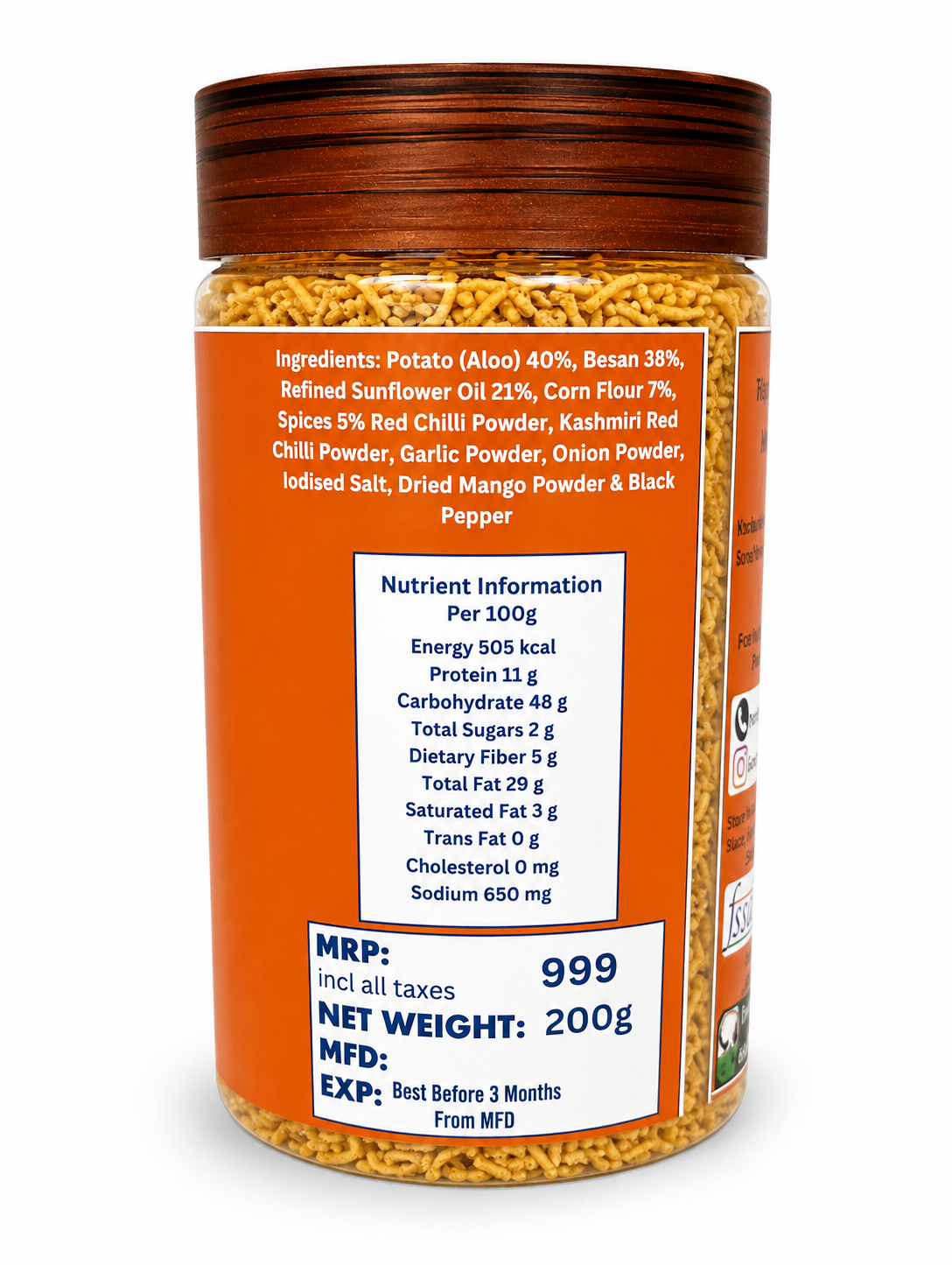 Aloo Bhujia Peri Peri Flavour 200g In Jar